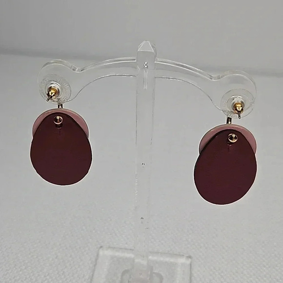 Stella & Dot Color Block Versatile Gold Leather Hoop Interchangeable Earrings - Picture 8 of 10